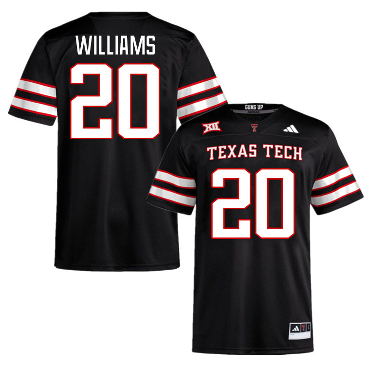 #20 J'Koby Williams Texas Tech Red Raiders Jerseys College Football Uniforms Stitched-Black #20 J'Koby Williams Texas Tech Red Raiders Jerseys College Football Uniforms Stitched-Black